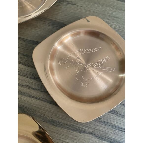 Vintage Copper Crocodile Drink Coasters Set of 4 Made In South Africa - Picture 3 of 5